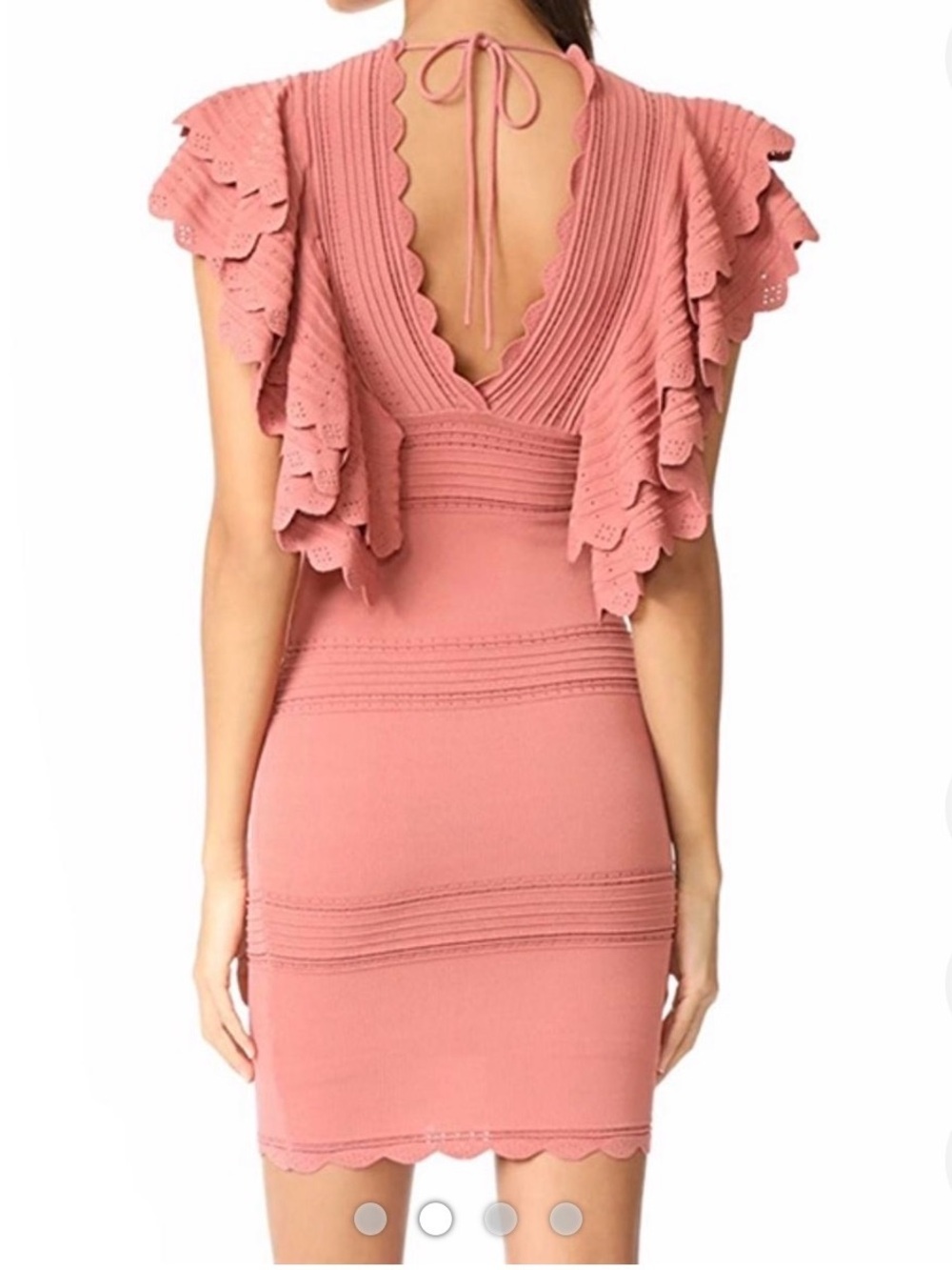 Ronny Kobo Scallop-Trim V-Neck Mini Dress in Dusty Pink size XS - Picture 2 of 8
